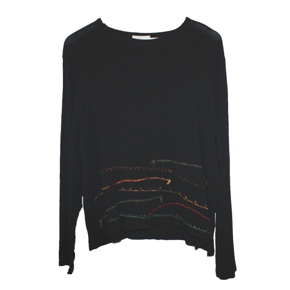 Bread Staley Gretzinger Vtg Sweater Size 3 Black Knit Lightweight Pullover Boho